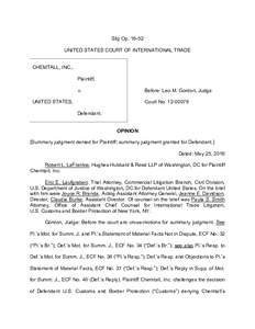 Slip OpUNITED STATES COURT OF INTERNATIONAL TRADE CHEMTALL, INC., Plaintiff, v.