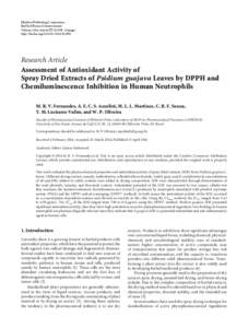 Assessment of Antioxidant Activity of Spray Dried Extracts of Psidium guajava Leaves by DPPH and Chemiluminescence Inhibition in Human Neutrophils