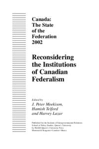 Canada: The State of the Federation 2002