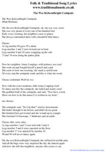 Folk & Traditional Song Lyrics - The Wee Kirkcudbright Centipede