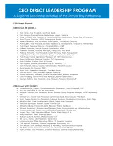 CEO DIRECT LEADERSHIP PROGRAM A Regional Leadership Initiative of the Tampa Bay Partnership CEO Direct Alumni CEO Direct IX (2013):  