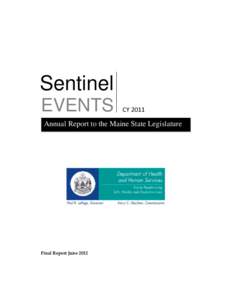 Sentinel EVENTS CY[removed]Annual Report to the Maine State Legislature