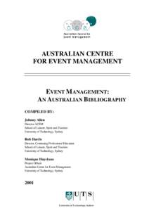 New South Wales / Canberra / Geography of Oceania / Geography of Australia / Bibliography of tourism / Oceania / Dimitrios Buhalis / Event management / Logistics / Management