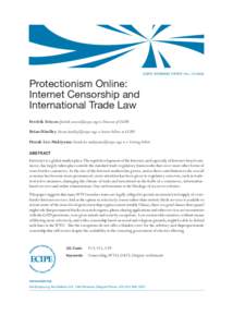 ECIPE Working Paper • NoProtectionism Online: Internet Censorship and International Trade Law Fredrik Erixon () is Director of ECIPE