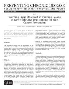 VOLUME 8: NO. 4, A88  JULY 2011 BRIEF  Warning Signs Observed in Tanning Salons
