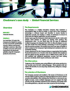 Checkmarx’s case study - Global Financial Services Overview INDUSRY : Financial Services  PROFILE :