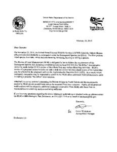 K  United States Department of the Interior BUREAU OF LAND MANAGEMENT North Dakota Field Offrce