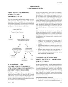 Appendix W  APPENDIX W LYNX MANAGEMENT LYNX PROJECT SCREENING ELEMENTS AND