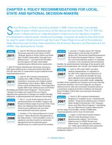 Chapter 4: POLICY RECOMMENDATIONS FOR LOCAL, STATE AND NATIONAL DECISION-MAKERS S  ince Rooftops to Rivers was first published in 2006, there has been a remarkable