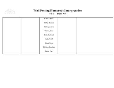 Wall Posting Humorous Interpretation Final A Rm: G5114 Bibby, Hannah Santiago, Alina Winnes, Isaac