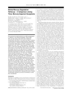 Environ. Sci. Technol. 2000, 34, [removed]Methyl-Mercury Degradation Pathways: A Comparison among Three Mercury-Impacted Ecosystems M A R K M A R V I N - D I P A S Q U A L E , * ,†