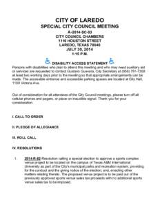 Special City Council Meeting