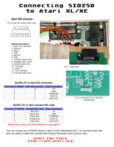 Connecting SIO2SD to Atari XL/XE Atari SIO pinouts This is look from back of Atari case 2 4