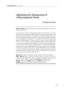 Silva Fennica[removed]research articles  Optimising the Management of a Heterogeneous Stand Timo Pukkala and Jari Miina