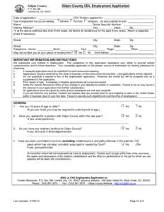 Gilpin County  Gilpin County CDL Employment Application P.O. Box 366 Central City, CO 80427