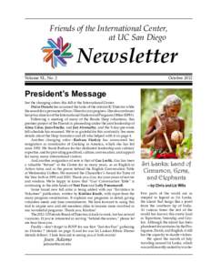 Friends of the International Center, at UC San Diego Newsletter  Volume XL, No. 2