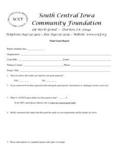 South Central Iowa Community Foundation 108 North Grand ~ Chariton, IA 50049