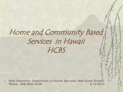 Home and Community Based Services in Hawaii HCBS 