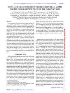 Proceedings of FEL2015, Daejeon, Korea - Pre-Release Snapshot 30-Sep:00  MOD04 EMITTANCE MEASUREMENTS OF THE ELECTRON BEAM AT PITZ FOR THE COMMISSIONING PHASE OF THE EUROPEAN XFEL