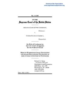 Supreme Court of the United States / Washington Legal Foundation / Case law / Amicus curiae / Regulatory taking / Williamson County Regional Planning Commission v. Hamilton Bank of Johnson City / Law / Lake Tahoe / Tahoe-Sierra Preservation Council /  Inc. v. Tahoe Regional Planning Agency