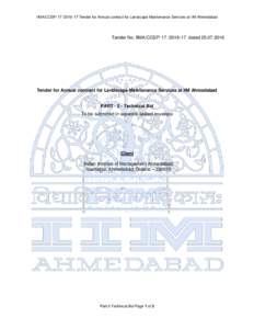 IIMA/CCSPTender for Annual contract for Landscape Maintenance Services at IIM Ahmedabad  Tender No. IIMA/CCSPdatedTender for Annual contract for Landscape Maintenance Services at I