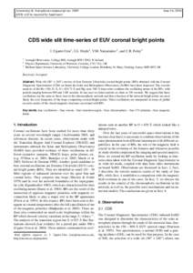 Astronomy & Astrophysics manuscript noDOI: will be inserted by hand later) June 16, 2004  CDS wide slit time-series of EUV coronal bright points