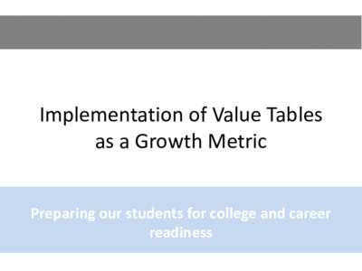 Implementation of Value Tables as a Growth Metric PowerPoint Presentation