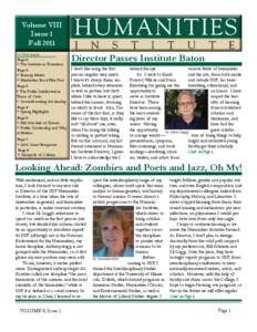 Volume VIII Issue 1 Fall 2011 In this issue: Page 1:
