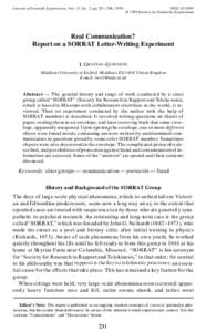 Journal of Scientific Exploration, Vol. 13, No. 2, pp. 231–256, [removed]99 © 1999 Society for Scientific Exploration  Real Communication?