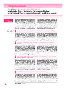 ２ Major Research Results Priority Subjects ― Establishment of Optimal Risk Management Analysis for Energy Saving and Environmental Policy ‒ A Harmonized View of Economic Rationality and Energy Security