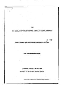 1993 THE LEGISLATIVE ASSEMBLY FOR THE AUSTRALIAN CAPITAL TERRITORY LAND (PLANNING AND ENVIRONMENT)(AMENDMENT) BILlA993  EXPLANATORY MEMORANDUM