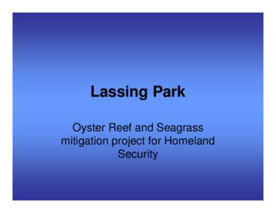 Lassing Park Oyster Reef and Seagrass mitigation project for Homeland Security  • Concrete rubble
