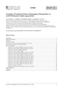 Zootaxa, Systematics of Cyphacolus Priesner (Hymenoptera: Platygastridae s.l.),...