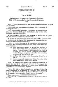 COMPANIES (NO. 2) No. 10 of 1969 An Ordinance to amend the Companies Ordinance[removed]as amended by the Companies Ordinance 1969.