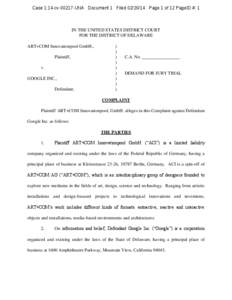 Case 1:14-cv[removed]UNA Document 1 Filed[removed]Page 1 of 12 PageID #: 1  IN THE UNITED STATES DISTRICT COURT