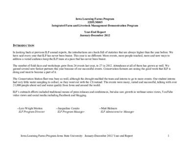 Iowa Learning Farms Program 12IFLM005 Integrated Farm and Livestock Management Demonstration Program Year-End Report January-December 2012