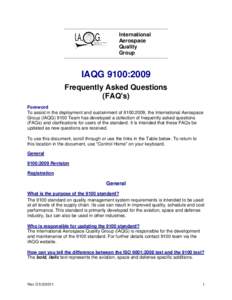 International Aerospace Quality Group  IAQG 9100:2009