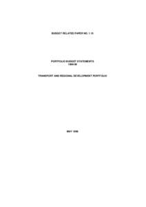 BUDGET RELATED PAPER NO[removed]PORTFOLIO BUDGET STATEMENTS[removed]TRANSPORT AND REGIONAL DEVELOPMENT PORTFOLIO