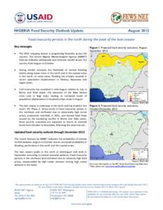 NIGERIA Food Security Outlook Update  August 2012 Food insecurity persists in the north during the peak of the lean season Key messages