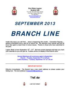 Port Elgin Legion Branch 340 P.O. Box 359, 630 Green Street Port Elgin, Ontario N0H 2C0[removed]removed]