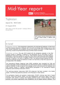 Management / Humanitarian aid / Finnish Red Cross / Tajikistan / International disaster response laws / Disaster risk reduction / International Red Cross and Red Crescent Movement / Gorno-Badakhshan Autonomous Oblast / International Federation of Red Cross and Red Crescent Societies / Disaster preparedness / Emergency management / Public safety