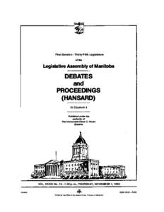 First Session - Thirty-Fifth Legislature of the Legislative Assembly of Manitoba  DEBATES