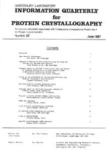 DARESBURY LABORATORY  INFORMATION QUARTERLY for PROTEIN CRYSTALLOGRAPBY An Informal Newsletter associated with Collaborative Computational Project No.4