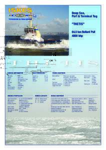 Deep Sea, Port & Terminal Tug ”THETIS” 64.5 ton Bollard Pull 4800 bhp
