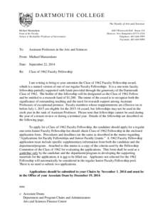 D A RT MO U T H CO L L E G E  _________________________________________________________________________________________ The Faculty of Arts and Sciences Michael Mastanduno Dean of the Faculty