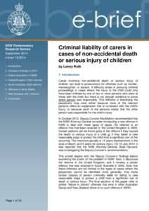 NSW Parliamentary Research Service September 2014 e-brief[removed]Criminal liability of carers in