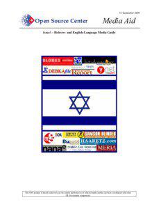 Open Source Center Media Aid:  Israel -- Hebrew- and English-Language Media Guide