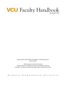 Faculty Handbook  November 2011 Approved by Faculty Aﬀairs Committee of University Council May 10, 2005