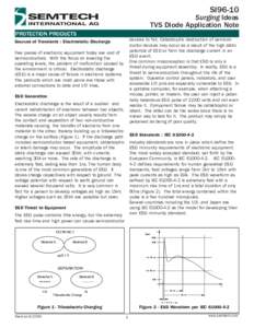 SI96-10  Surging Ideas TVS Diode Application Note PROTECTION PRODUCTS devices to fail. Catastrophic destruction of semiconductor devices may occur as a result of the high static