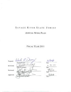 Savage River State  Forest Annual Work Plan